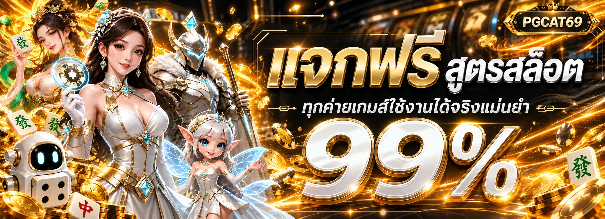 แบนเนอร์ PGCAT69 สล็อตเว็บตรงโทนส้มทอง